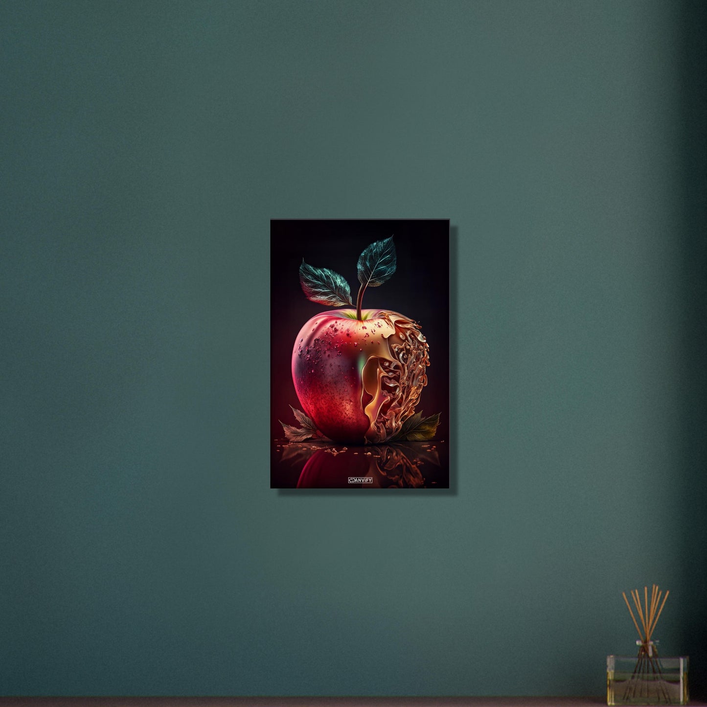 Köstlicher roter Apfel auf einer Leinwand