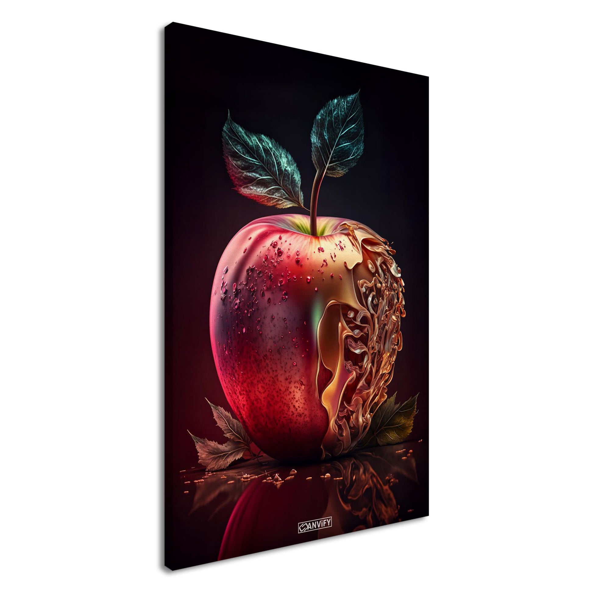 Köstlicher roter Apfel auf einer Leinwand