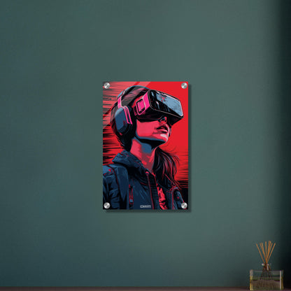 Olivia Cooke aus dem Film Ready Player One mit einer VR Brille im Pop Art Stil auf einem Acrylbild