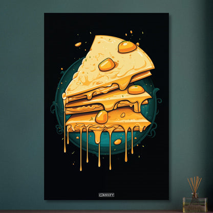 Tropfender Käsekuchen im Comic Stil auf Aluminium