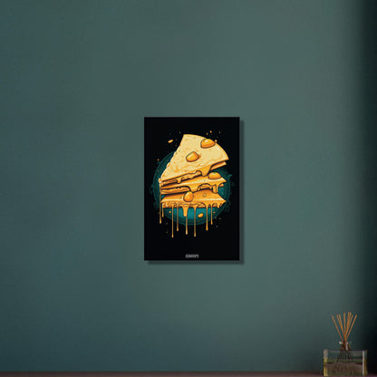 Tropfender Käsekuchen im Comic Stil auf einer Leinwand
