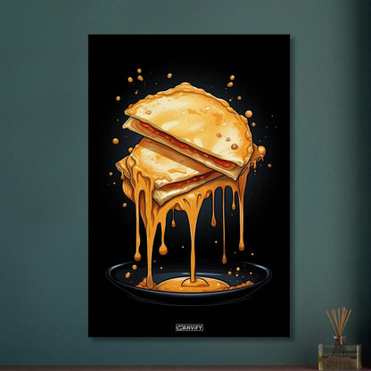 Tropfende Quesadilla im Comic Stil auf einer Leinwand