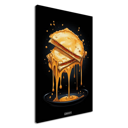 Tropfende Quesadilla im Comic Stil auf einer Leinwand