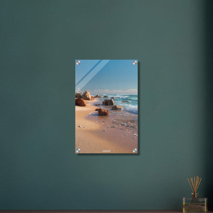 Exotische Küste mit Wellengang auf einem Acrylbild