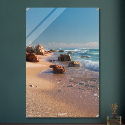 Exotische Küste mit Wellengang auf einem Acrylbild