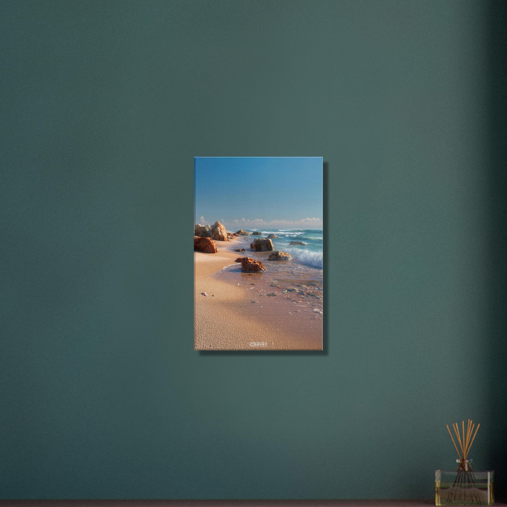 Exotische Küste mit Wellengang auf einer Leinwand