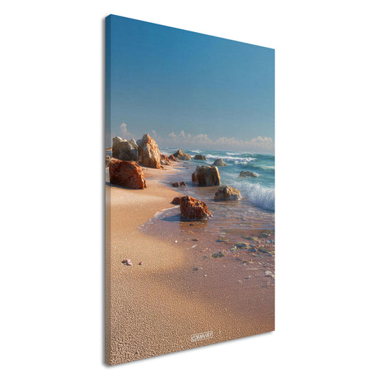 Exotische Küste mit Wellengang auf einer Leinwand