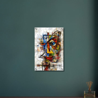 Abstraktes Gemälde mit einem Gesicht auf einem Acrylbild