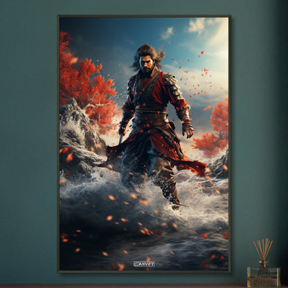 Wasser-Assassine aus Mortal Kombat auf einem Poster im Metallrahmen