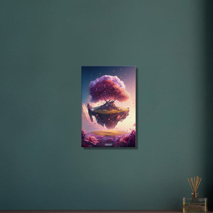 Schwebender Kirschblütenbaum mit Blumen auf einer Leinwand
