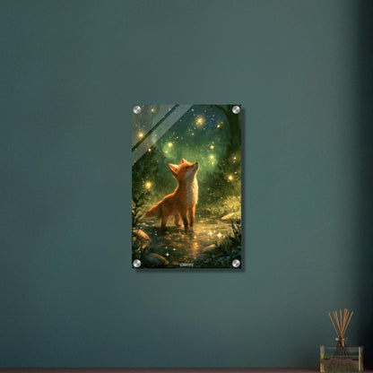 Kleiner Fuchs im magischen Wald als Ölgemälde auf einem Acrylbild