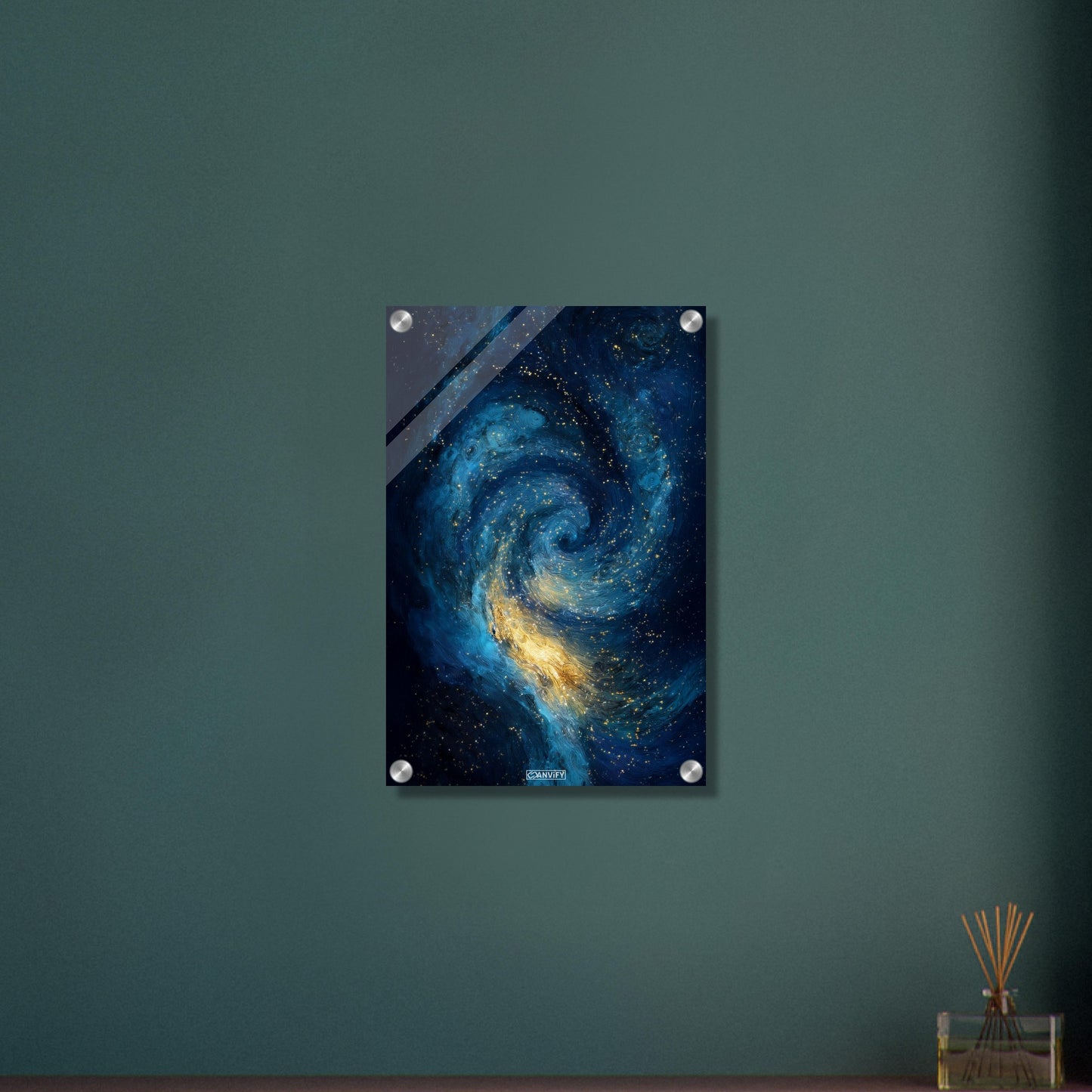 Galaxie mit Sternen und Nebel auf einem Acrylbild