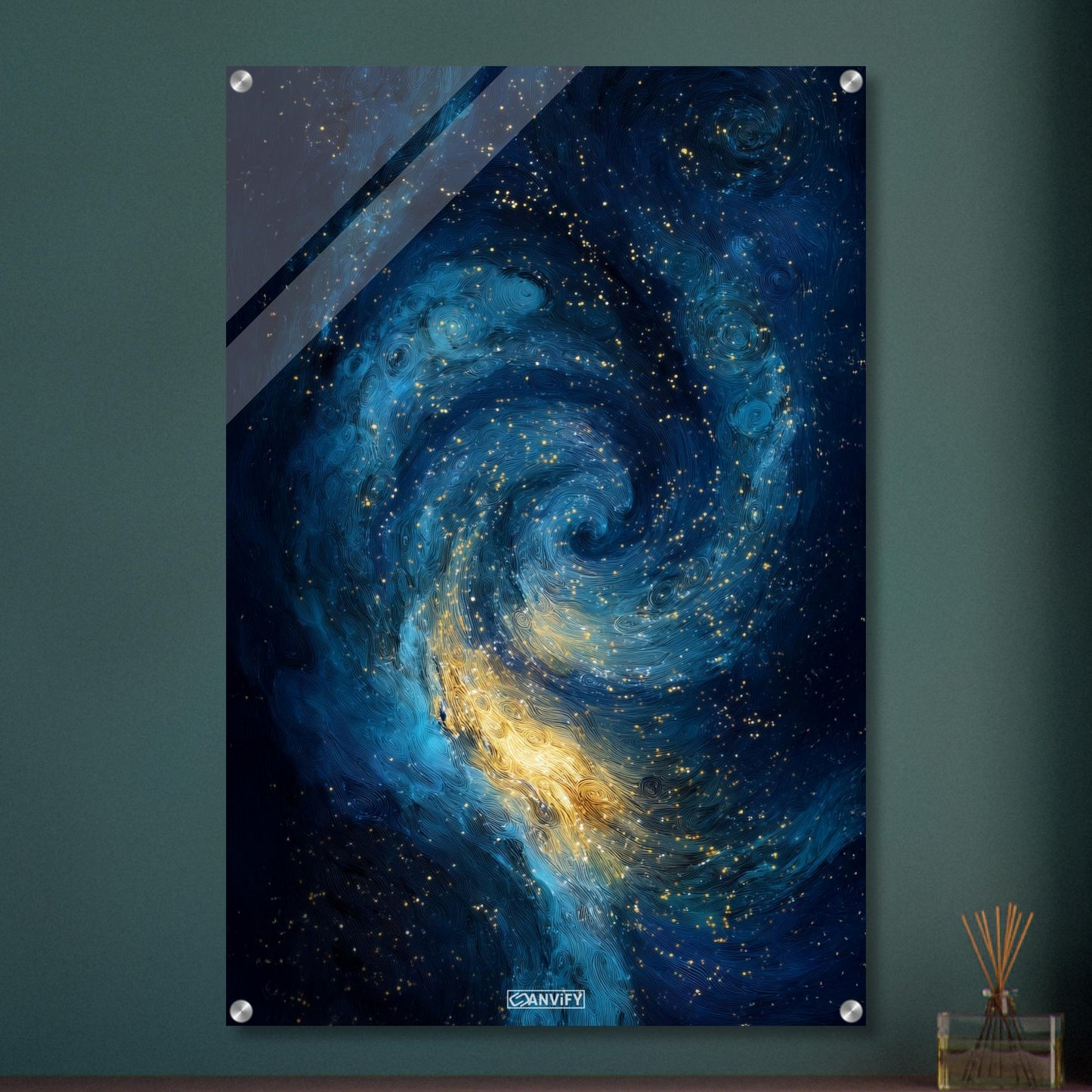 Galaxie mit Sternen und Nebel auf einem Acrylbild