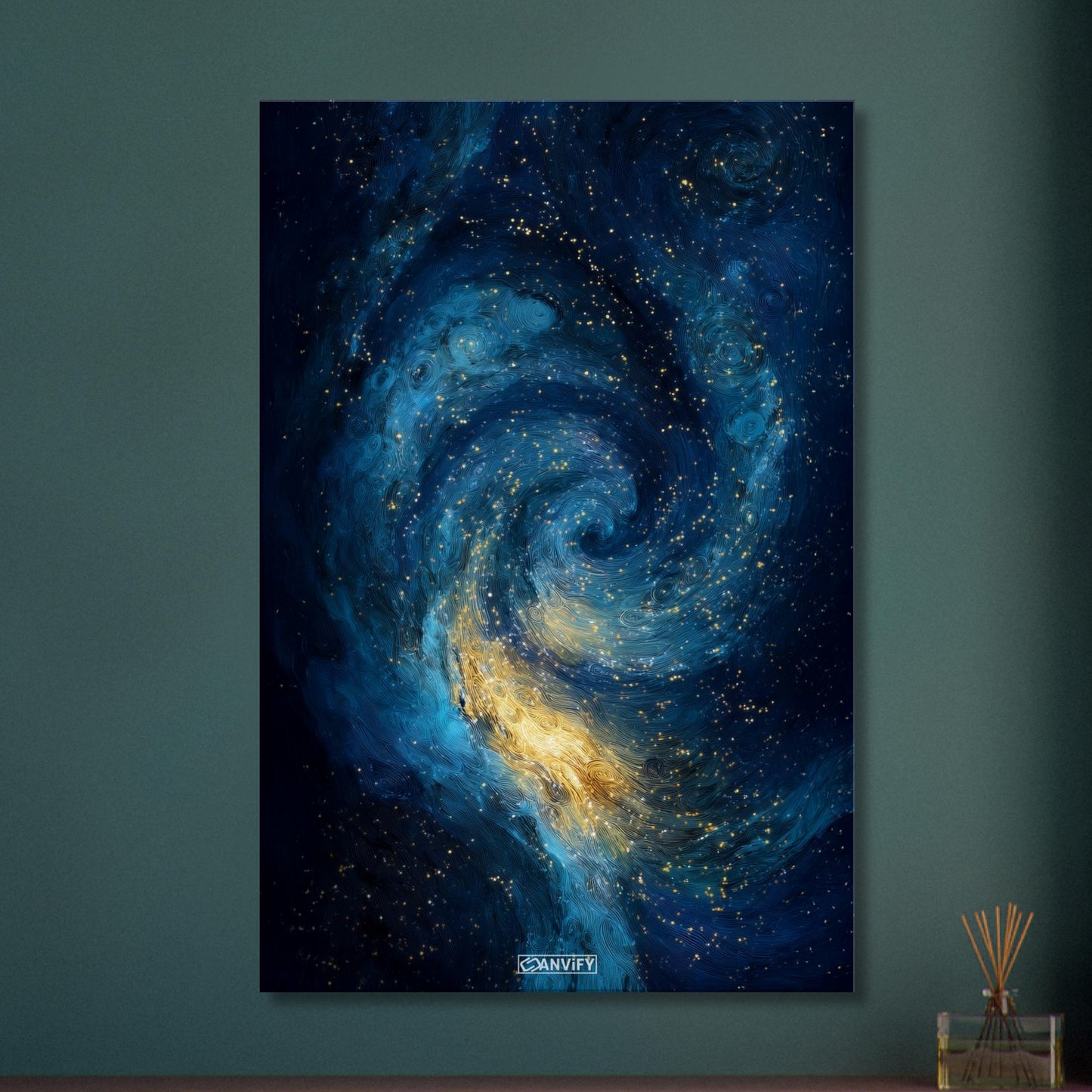 Galaxie mit Sternen und Nebel auf einer Leinwand