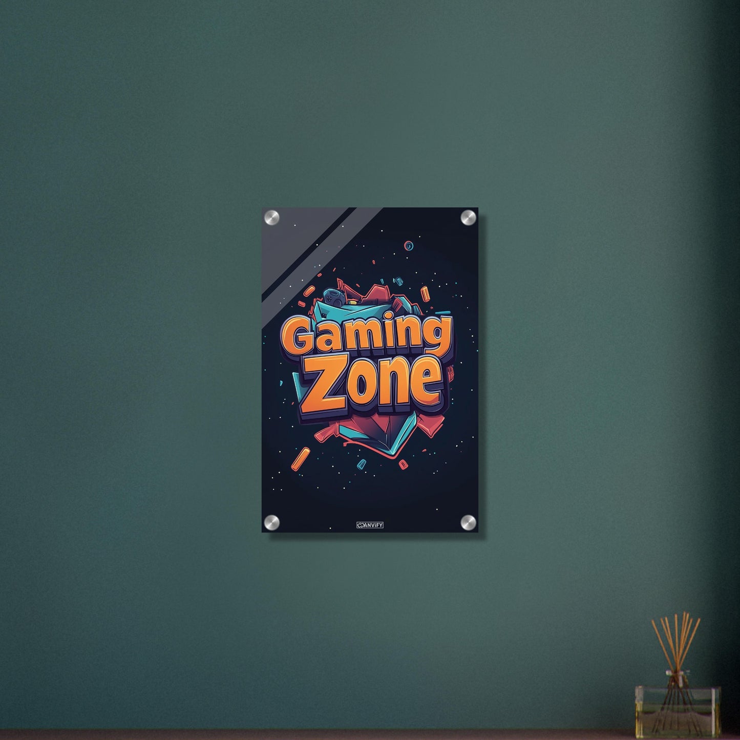 Graffiti Schriftzug namens Gaming Zone auf einem Acrylbild