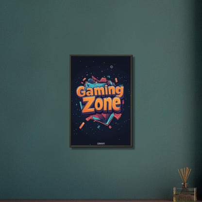 Graffiti Schriftzug namens Gaming Zone auf einem Poster im Metallrahmen