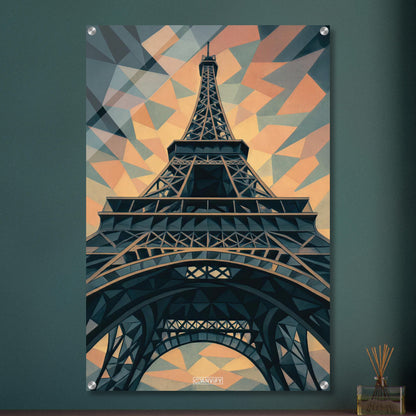 Polygon-Gemälde des Eiffelturms auf einem Acrylbild