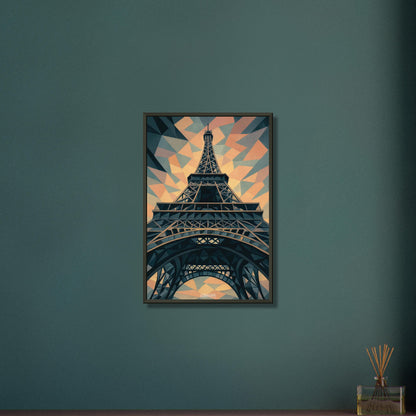 Polygon-Gemälde des Eiffelturms auf einem Poster im Metallrahmen