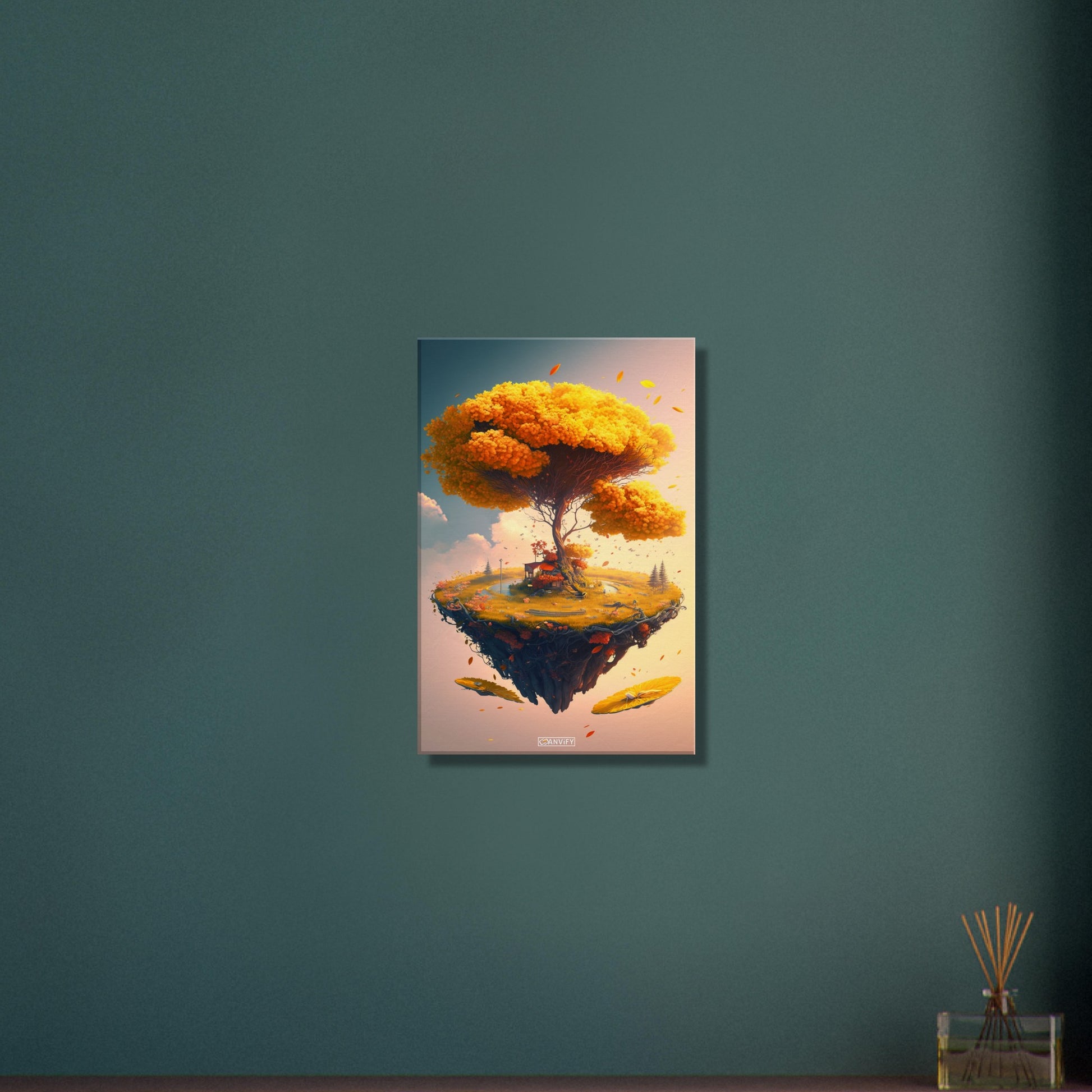 Ginkgobaum mit Baumhaus auf einer Leinwand