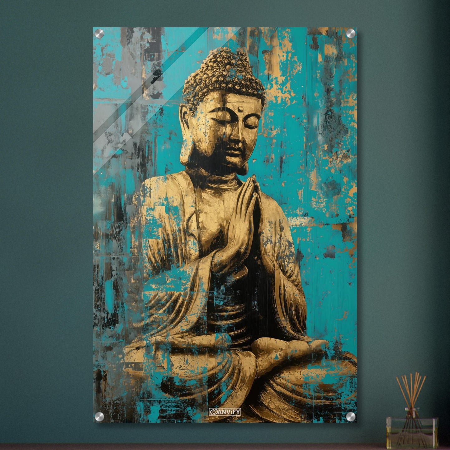 Goldener Buddha auf einem Acrylbild