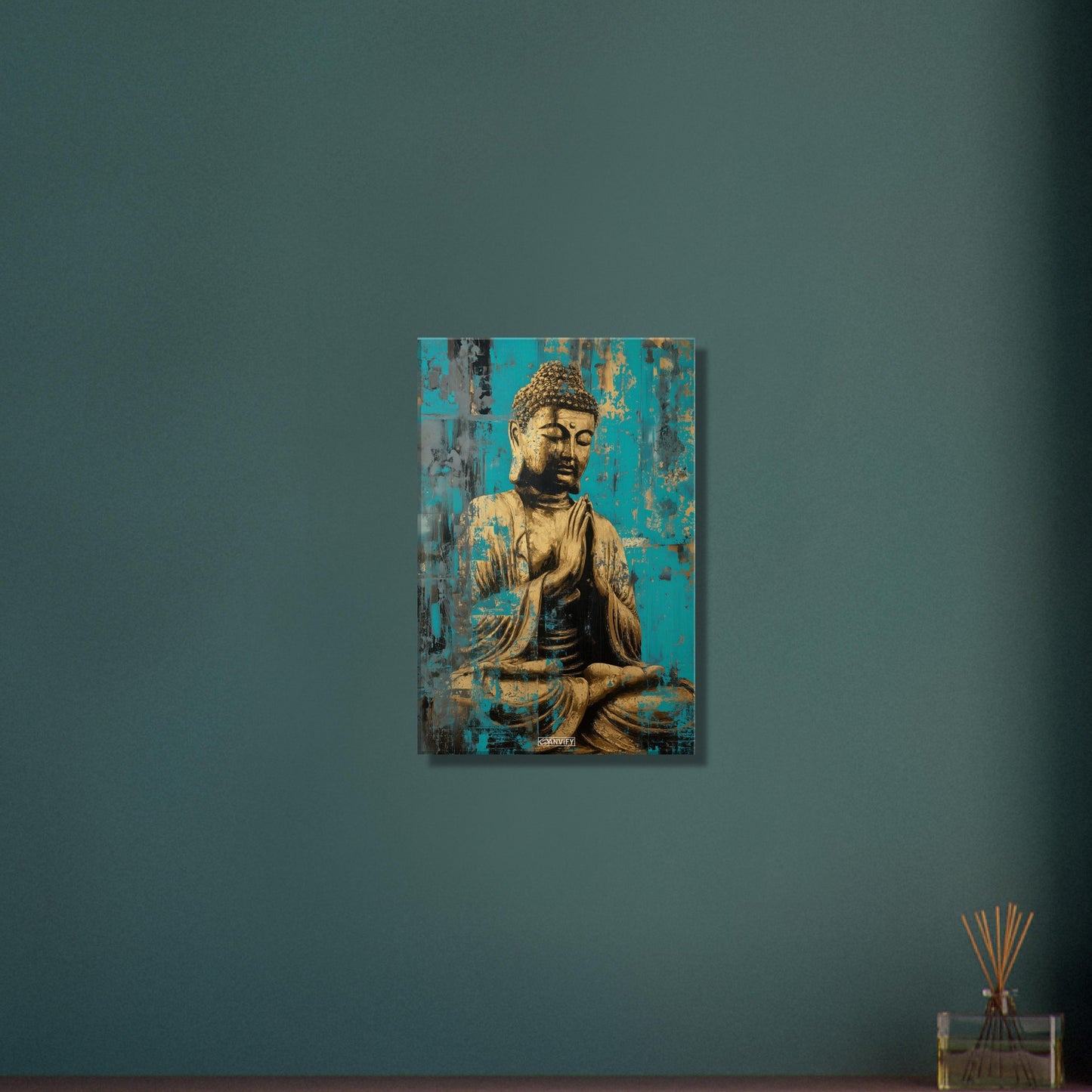 Goldener Buddha auf einer Leinwand
