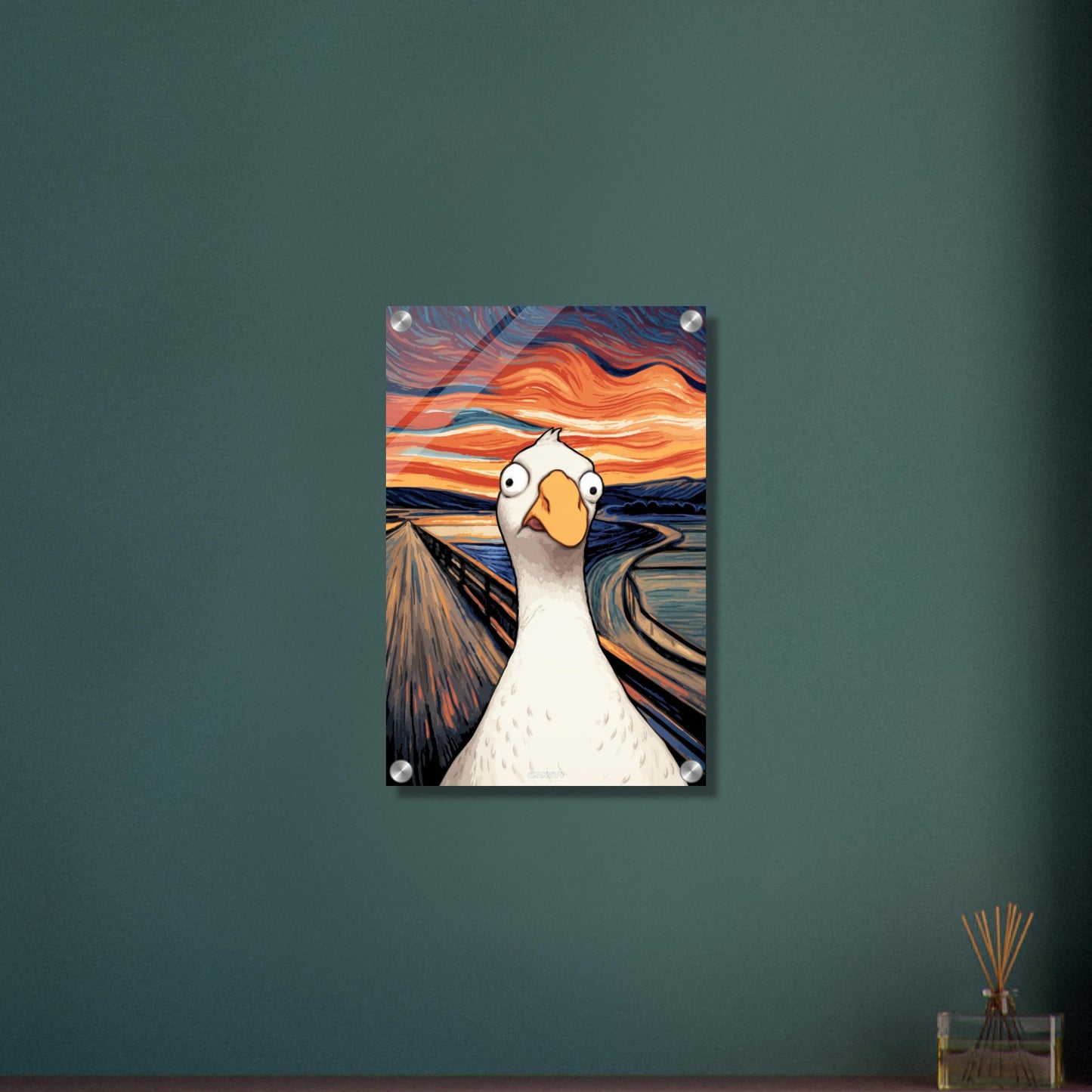 Gans von Goose Goose Duck im Stil von The Scream und Vincent van Gogh auf einem Acrylbild