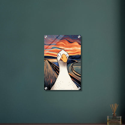 Gans von Goose Goose Duck im Stil von The Scream und Vincent van Gogh auf einem Acrylbild