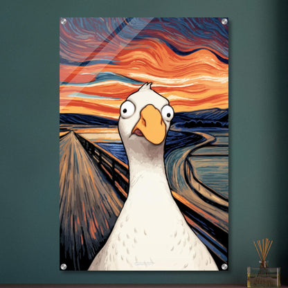 Gans von Goose Goose Duck im Stil von The Scream und Vincent van Gogh auf einem Acrylbild