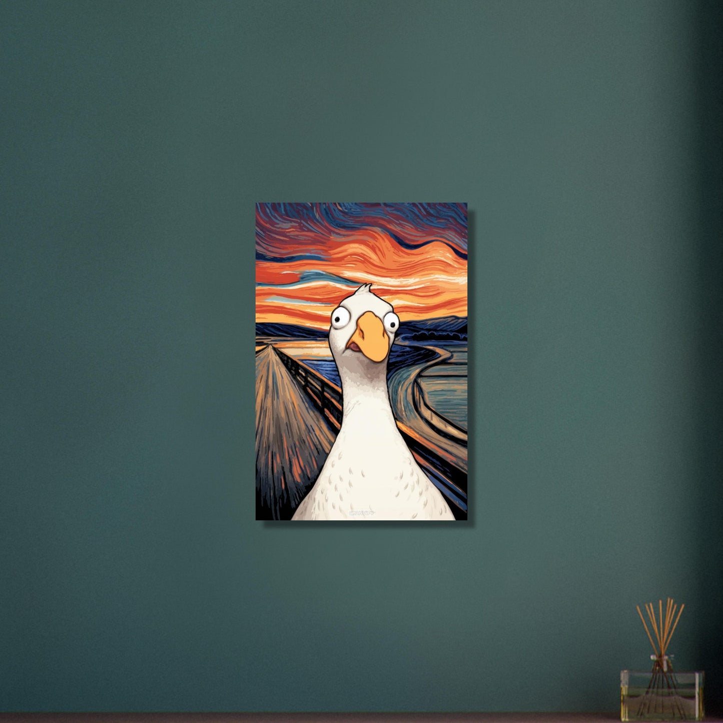 Gans von Goose Goose Duck im Stil von The Scream und Vincent van Gogh auf Aluminium
