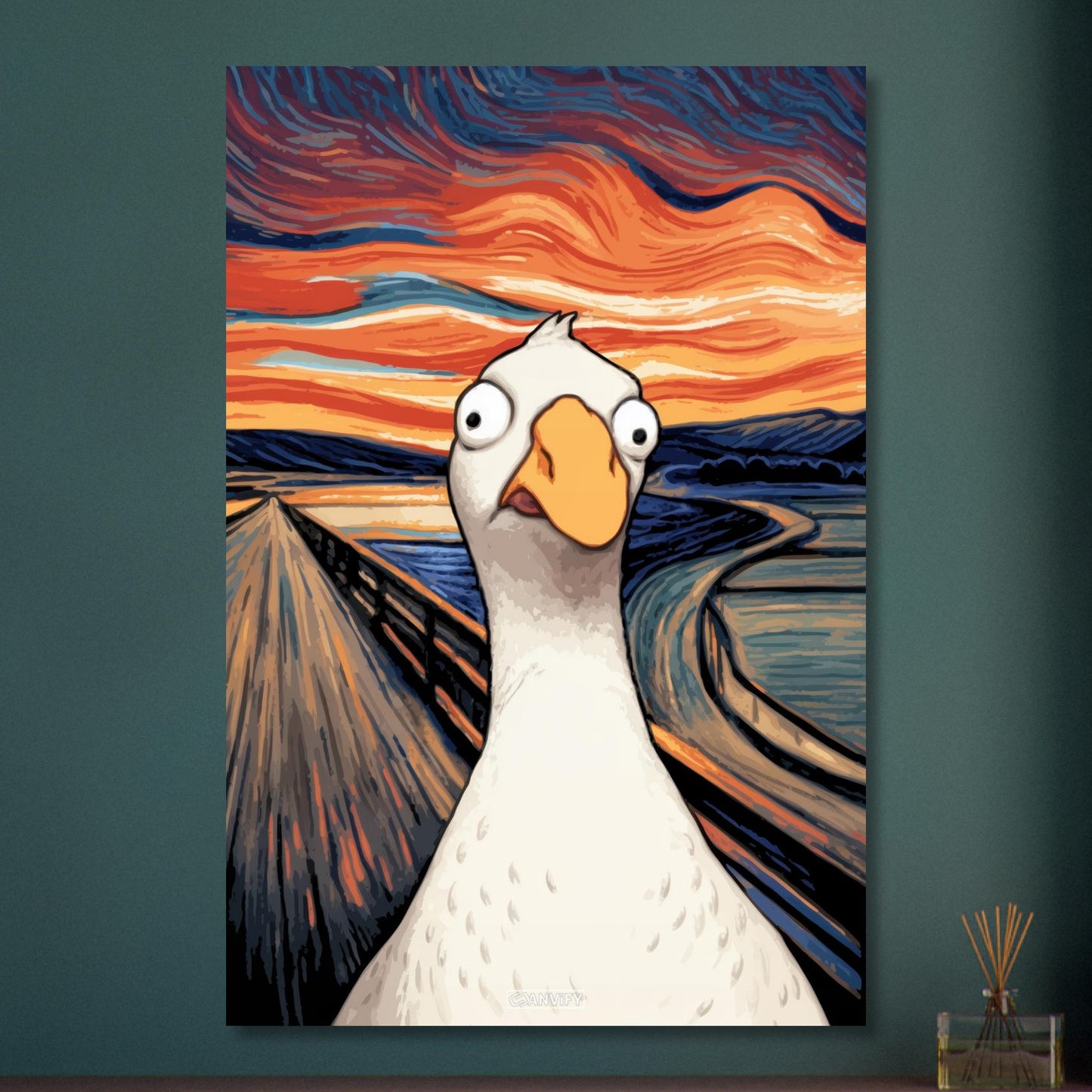 Gans von Goose Goose Duck im Stil von The Scream und Vincent van Gogh auf Aluminium