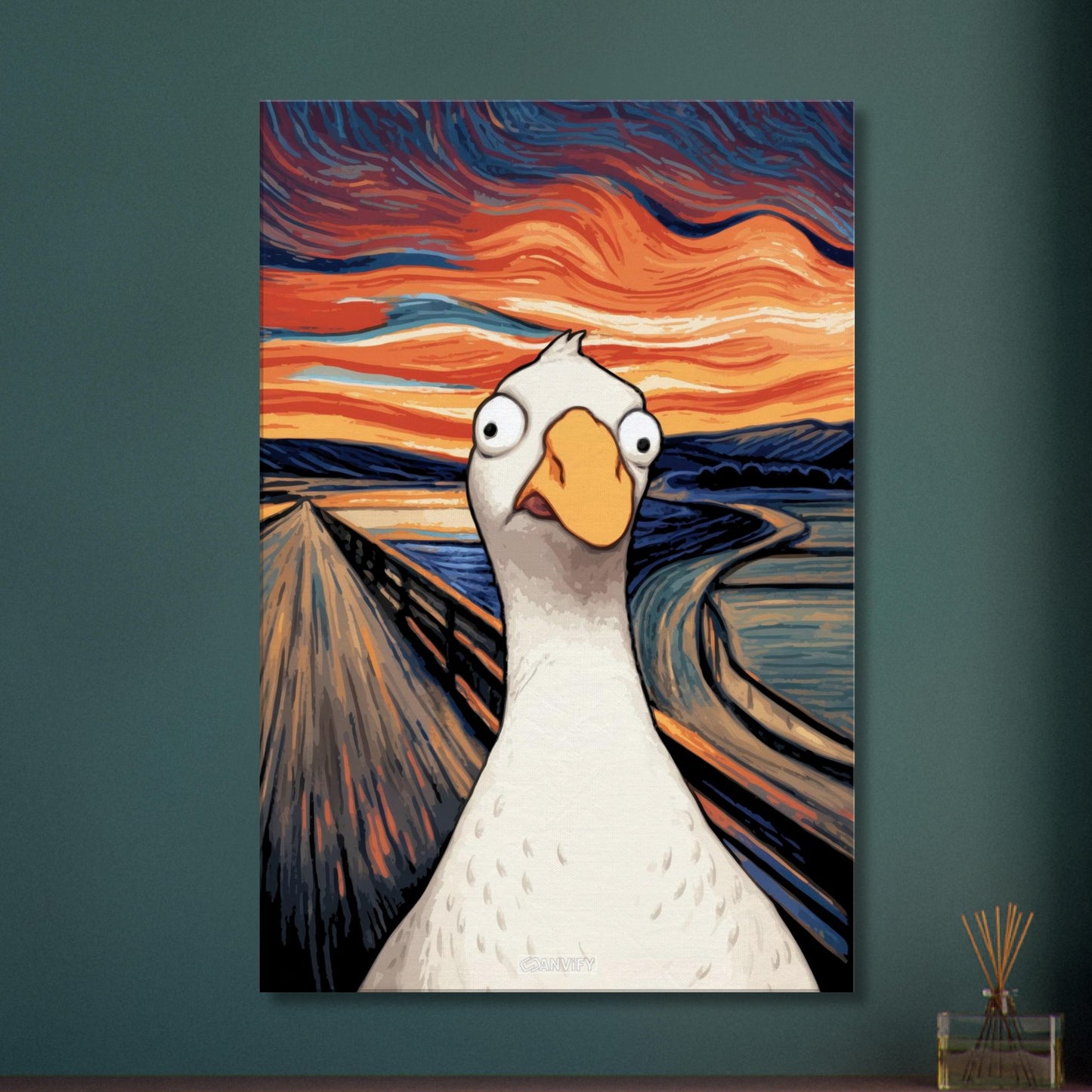 Gans von Goose Goose Duck im Stil von The Scream und Vincent van Gogh auf einer Leinwand