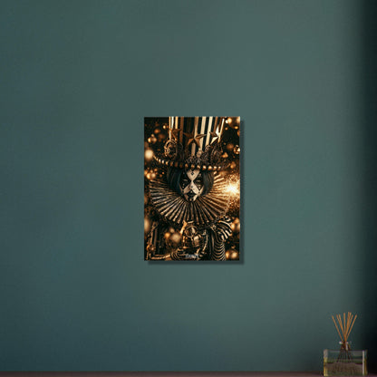 Gothic Circus Clown im Dark Fantasy Art-Stil mit einer Wunderkerze und einer Granate in der Hand auf einer Leinwand