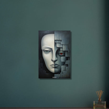 Abstraktes Gesicht auf Aluminium