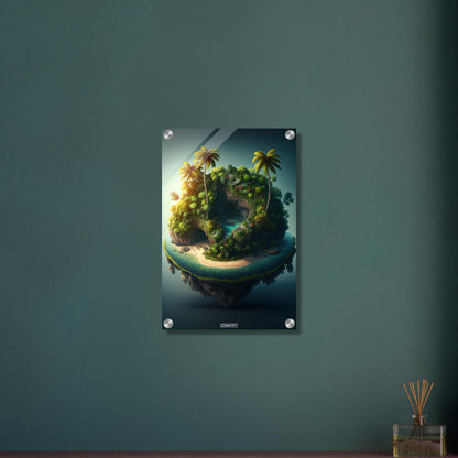 Dschungelinsel mit einer Lagune auf einem Acrylbild