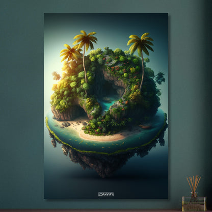 Dschungelinsel mit einer Lagune auf Aluminium