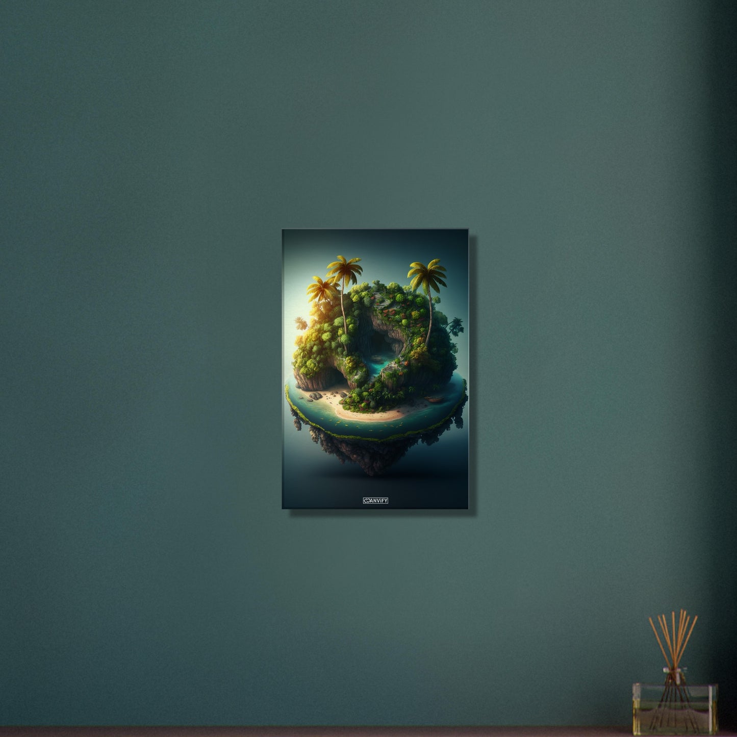 Dschungelinsel mit einer Lagune auf einer Leinwand