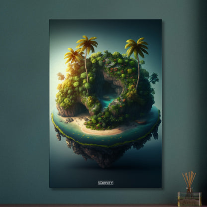 Dschungelinsel mit einer Lagune auf einer Leinwand