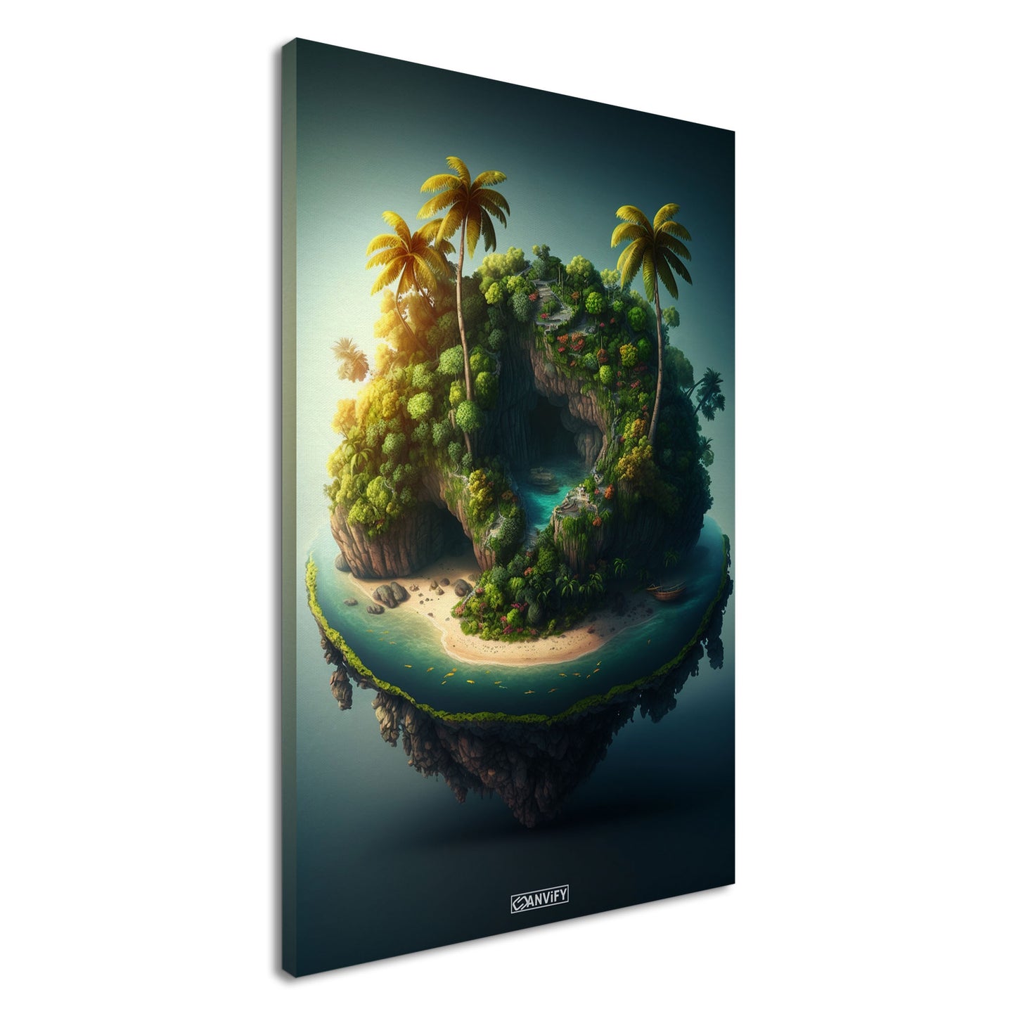 Dschungelinsel mit einer Lagune auf einer Leinwand