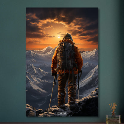 Walter Bonatti auf der Matterhorn-Nordwand malerisch dargestellt auf Aluminium