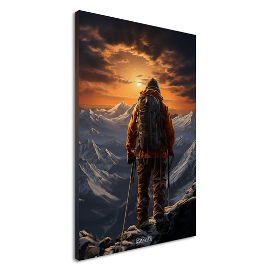 Walter Bonatti auf der Matterhorn-Nordwand malerisch dargestellt auf einer Leinwand