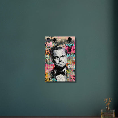 Leonardo DiCaprio vor dem Hollywood Sign im Pop Art Stil auf einer Leinwand