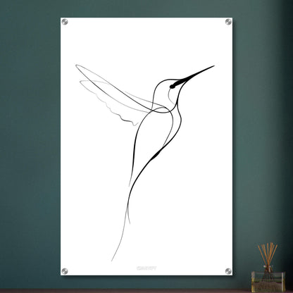 Kolibri gezeichnet mit einer Linie auf einem Acrylbild