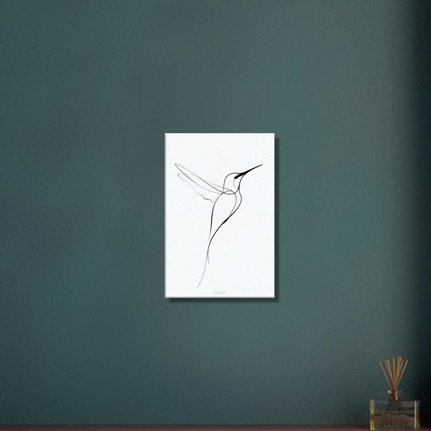 Kolibri gezeichnet mit einer Linie auf einer Leinwand