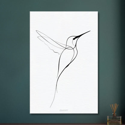 Kolibri gezeichnet mit einer Linie auf einer Leinwand