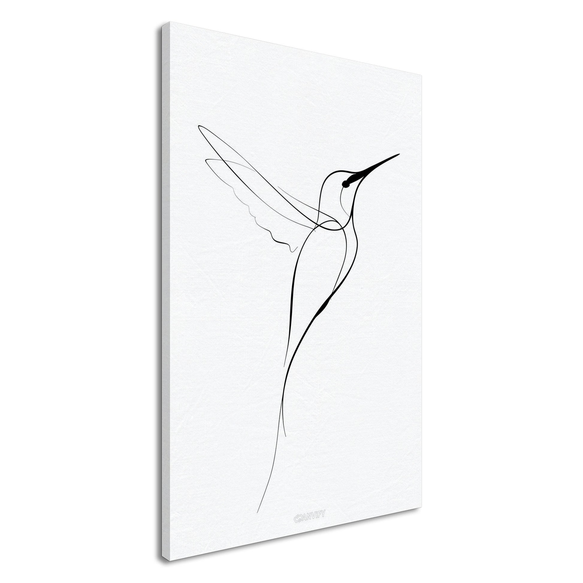 Kolibri gezeichnet mit einer Linie auf einer Leinwand