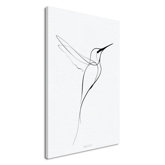 Kolibri gezeichnet mit einer Linie auf einer Leinwand