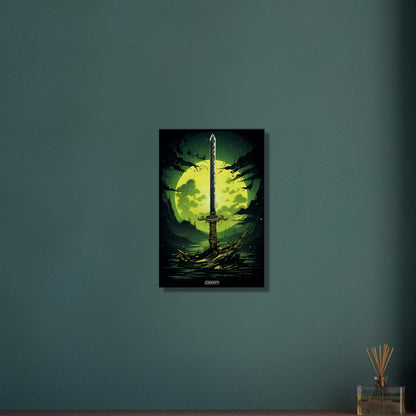 Giftiges Jade Katana Schwert auf einer Leinwand