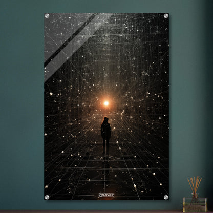 Mensch im künstlichen neuronalen Netzwerk auf einem Acrylbild