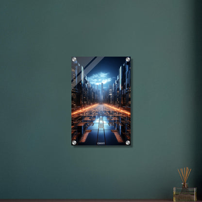 Interstellares Rechenzentrum von einer künstlichen Intelligenz auf einem Acrylbild