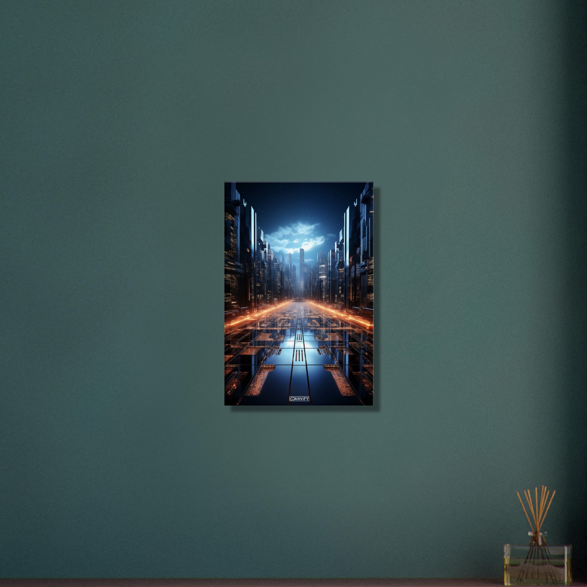 Interstellares Rechenzentrum von einer künstlichen Intelligenz auf einer Leinwand